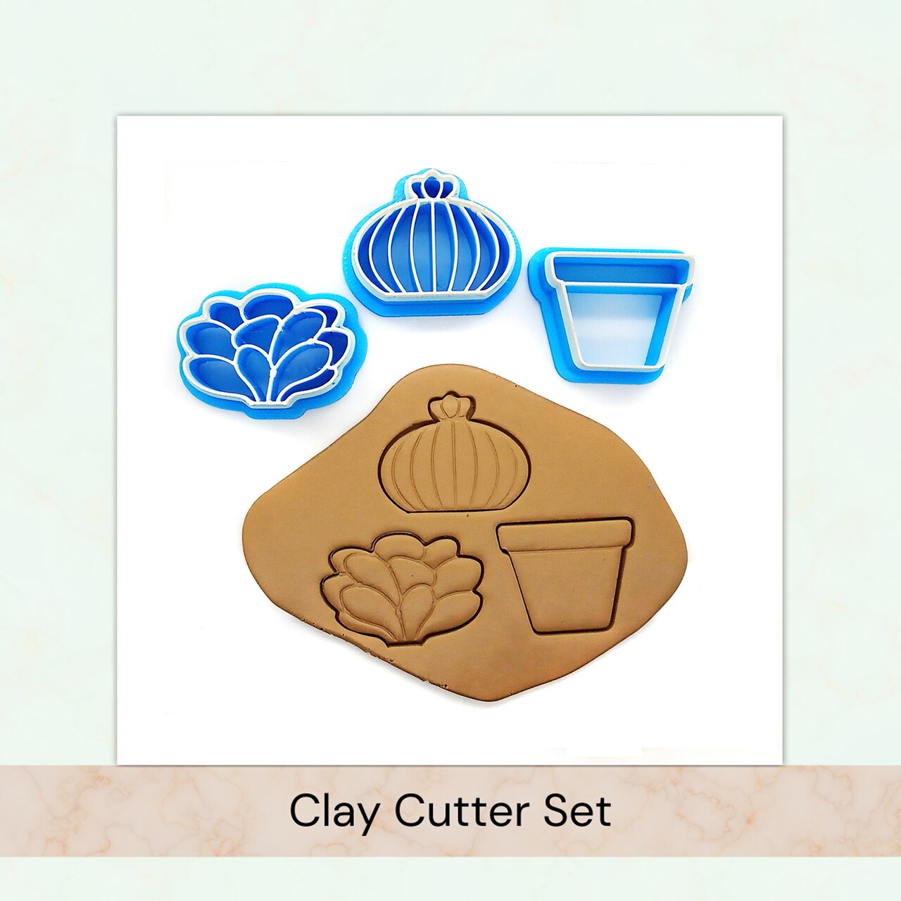 Succulent & Cactus Polymer Clay Cutters, 3 pcs, Plant Shapes Set #2, Adorabilities